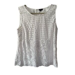 Talbots White Lace Sleeveless Blouse